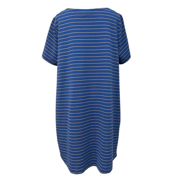 Lands End Dress Womens Plus 1X Tee Shirt Shift Striped Pockets Coastal Nautical - Picture 6 of 10